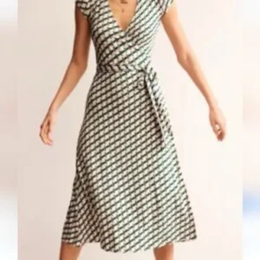 Boden Green and White Patterned Maxi Dress